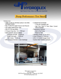 High Pressure Pump Skid Package, HTU High Pressure Test Unit, Hydrostatic Test Unit, Pump Performance Testing, high pressure test pump packages, hydraulic motor driven units